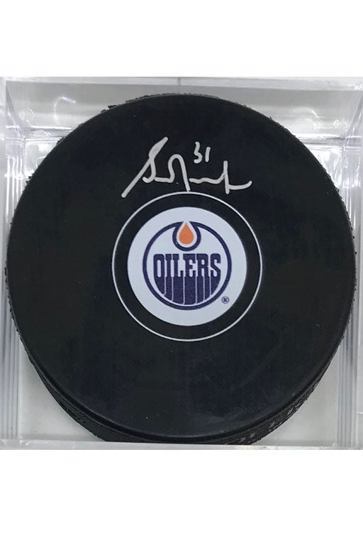 Edmonton Oilers Grant Fuhr Autograph Puck